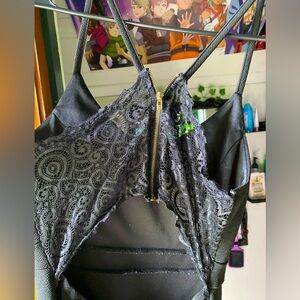 Black Open Back Lace Dress; Size L; Flowy Skirt; Worn Once Brand New Condition
